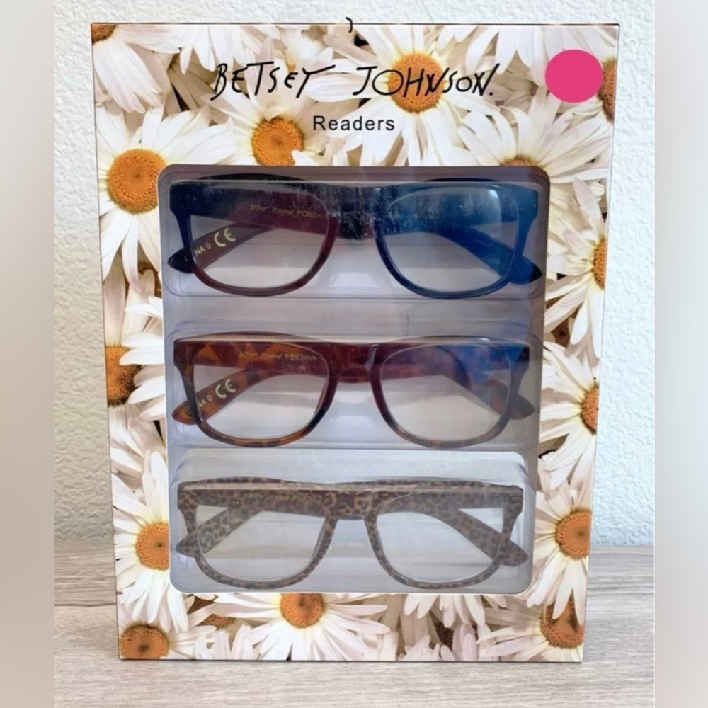 BETSEY JOHNSON Reading Glasses 3 Pack - Leopard Print +1.50